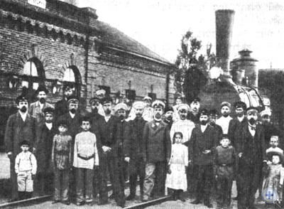 Прибытие первого поезда на станцию Лебединская, 1895 г.
