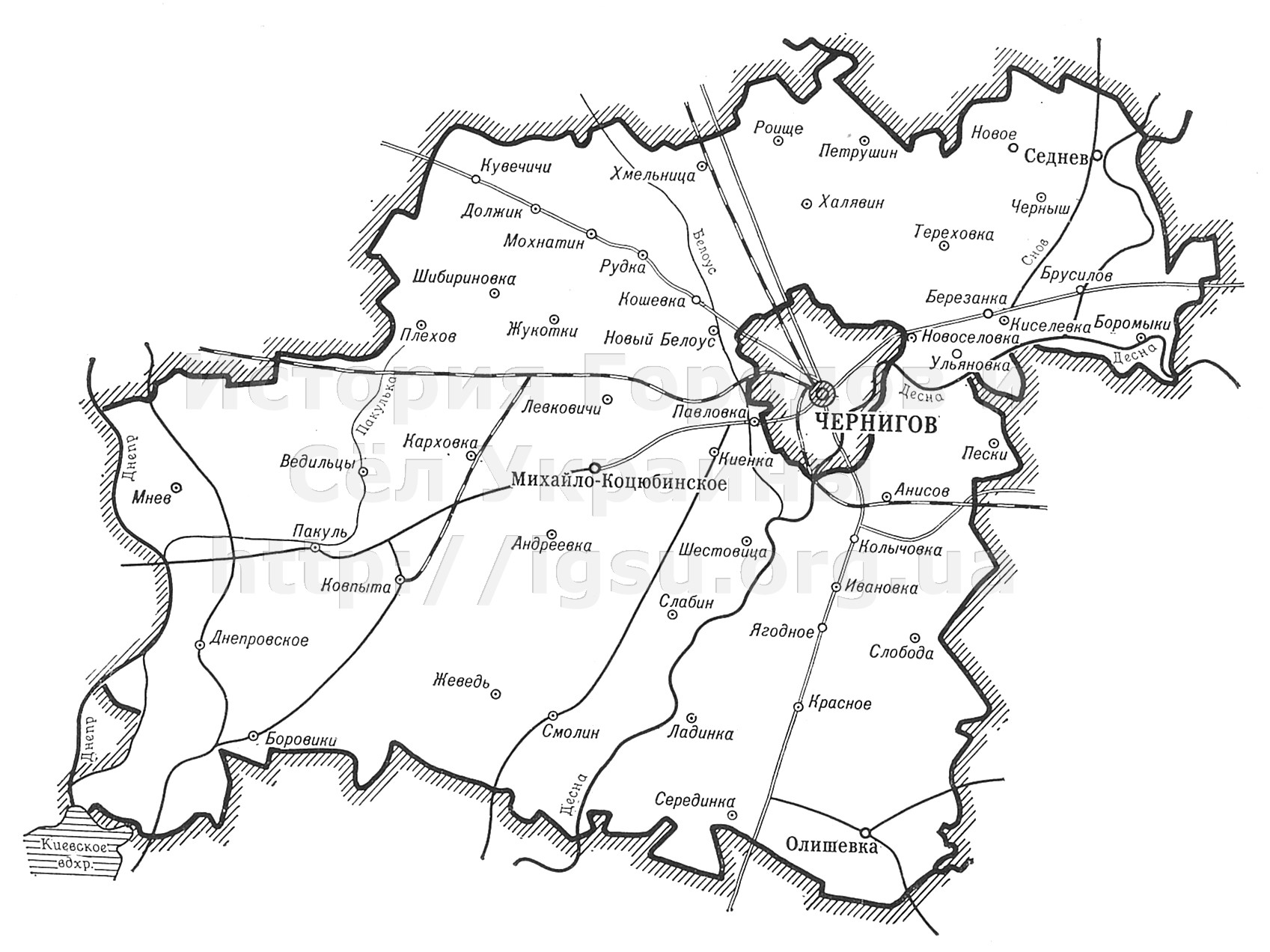 Карта черниговской области украина с селами и городами на русском языке